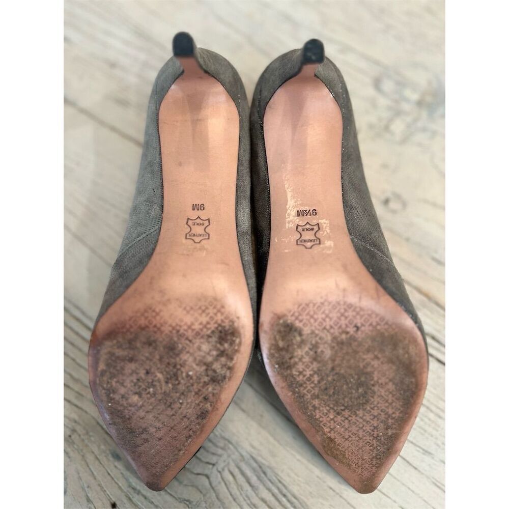 Tory Burch Shaila Heel Women's Pumps Gray Silver Black Cap Toe Size 9.5 - Picture 10 of 16